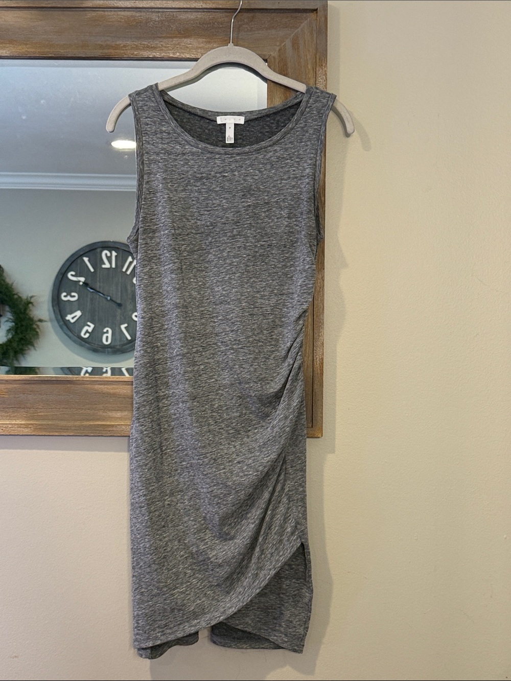 Leith Gray Sleeveless Midi Dress with Side Drape